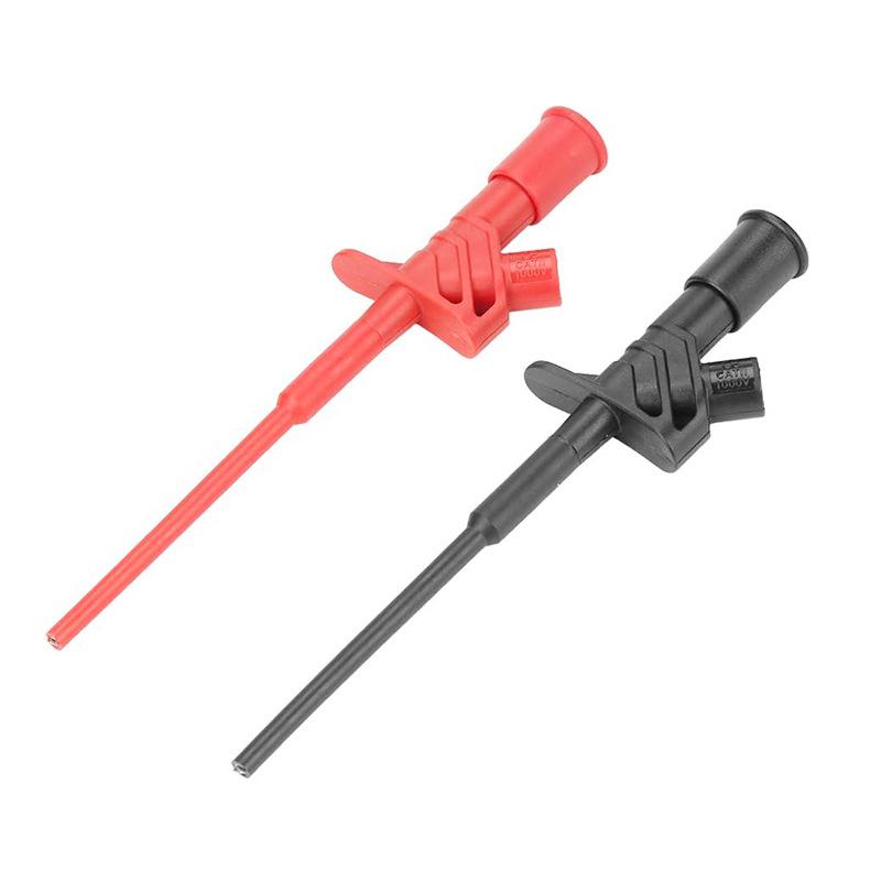 Insulated 4mm Banana Plug Multimeter Probe with Flexible High Voltage Differential Clip and Retractable Hook