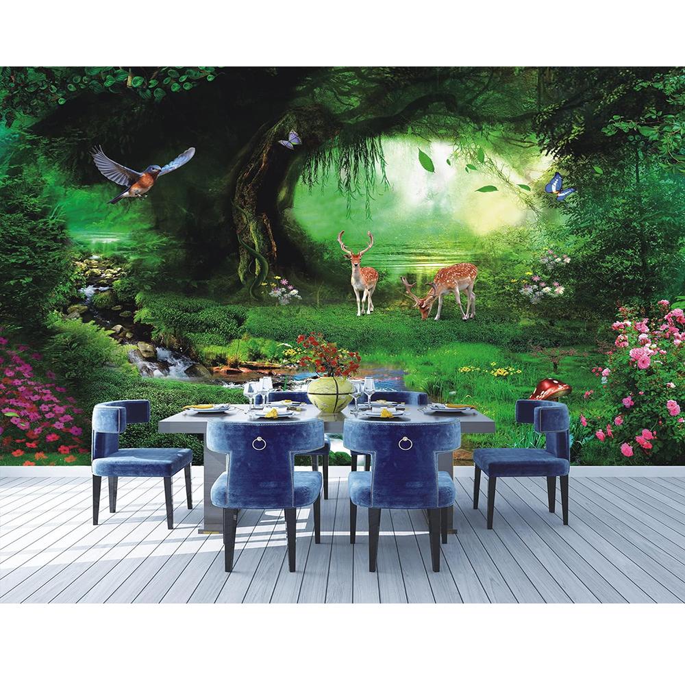

Primitive Forest Stream Wallpaper Forest Flowers Natural Landscape Wall Mural Bedroom Living Room Wallpaper 200 cm(W) x 140 cm(H)