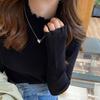 Semi-turtleneck Bottoming Shirt for Women's Autumn and Winter High-end Sense, Foreign-style Lace Splicing, Sweater Inside, Thin Cashmere Knitted Top