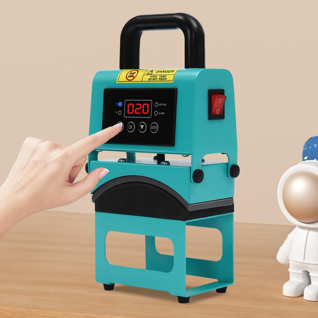 Blue Cap Press Machine, Heat Press Machine for Caps, Mini Easy Hat Press Machine, Aluminum, Iron, Silicone, Electroplating