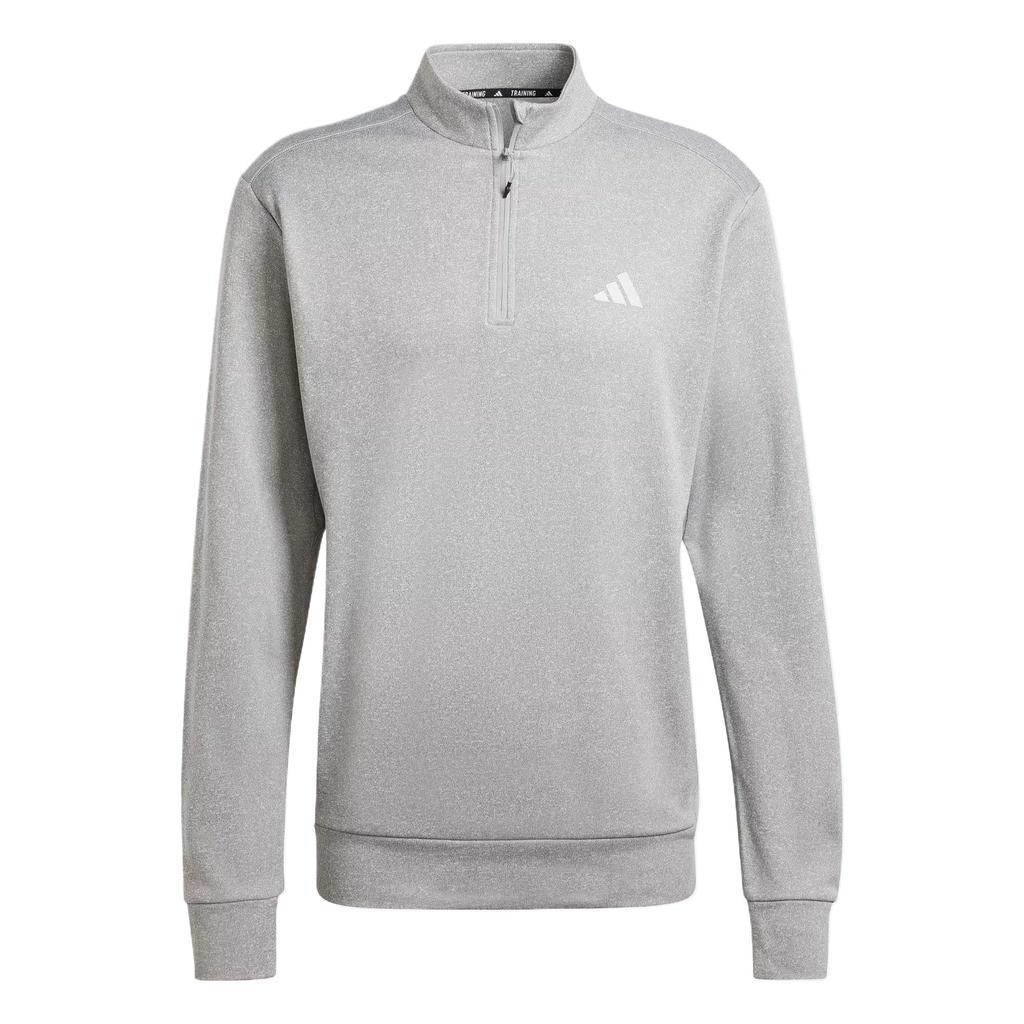 Adidas Game And Go Small Logo Sweatshirt Solid Color Half-Zip Sports Hoodie Men Sweatshirt Medium-Heather-Grey Black IW8398