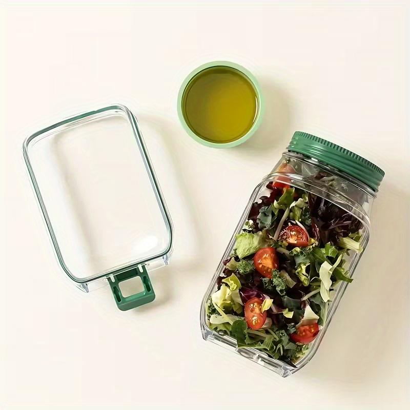 Portable Plastic Salad Pod All-In-One Container with Leak Proof Oats Container Reusable Keep It Fresh Fresh Salad Bowl Meal Prep