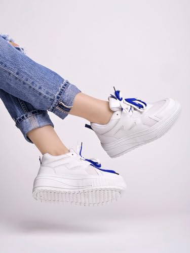 Shoetopia Women S Stiletto Heel Sneakers White 8 UK