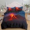 Volcano Duvet Cover Set King Size Disaster Pattern Red Yellow Comforter Cover Microfiber Lava Bedding Set For Adult Boy Men Teen