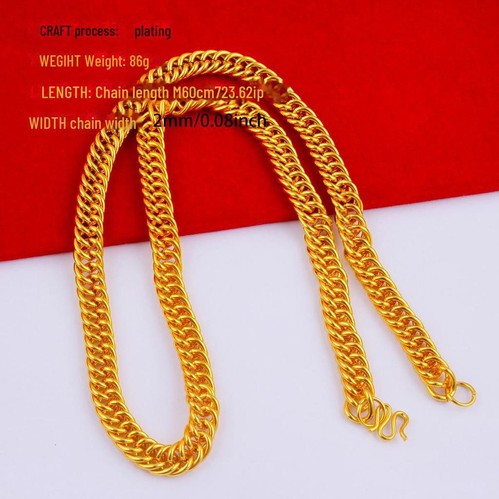 Men's Alloy Gold-Tone Necklace – Bold, Durable, Street Style Accessory