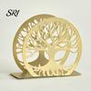 Seiko Napkin Holder Deer for Table Standing Animal Forest Tree Tissue Dispenser Round Hollow Design Metal Rustic Cloth Napkins Kitchen Farmhouse
