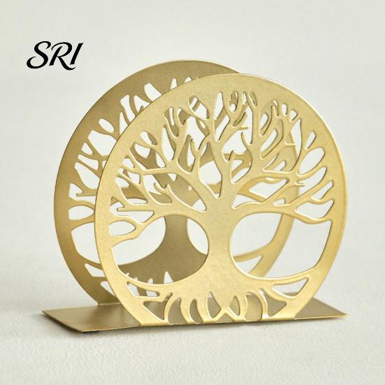 Seiko Napkin Holder Deer for Table Standing Animal Forest Tree Tissue Dispenser Round Hollow Design Metal Rustic Cloth Napkins Kitchen Farmhouse
