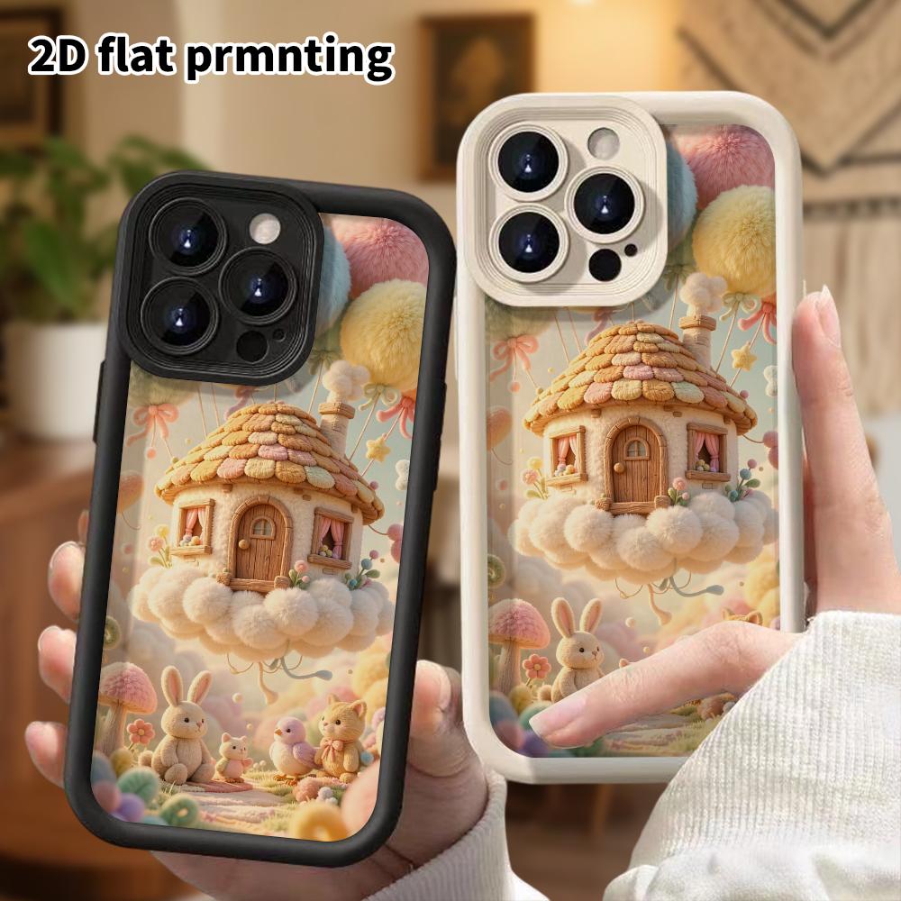 Phone Case: 2D Flat, Suitable for iPhone 18 17 16 15 14 13 12Pro Protective Case, Hot Air Balloon Cabin, Perfect Christmas and Halloween Holiday Gift