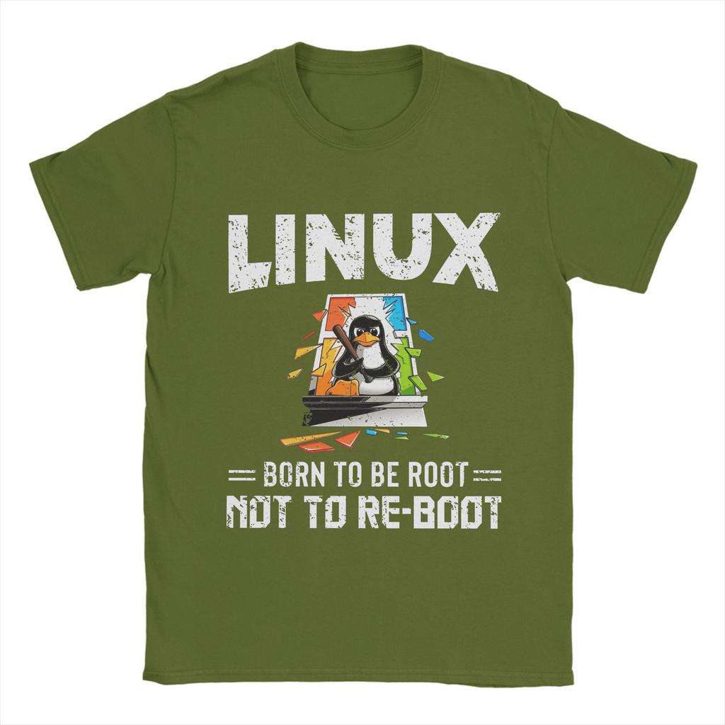 Men T-Shirts Linux   Windows Vintage Cotton Tees Short Sleeve  T Shirt Crew Neck Tops 4XL 5XL