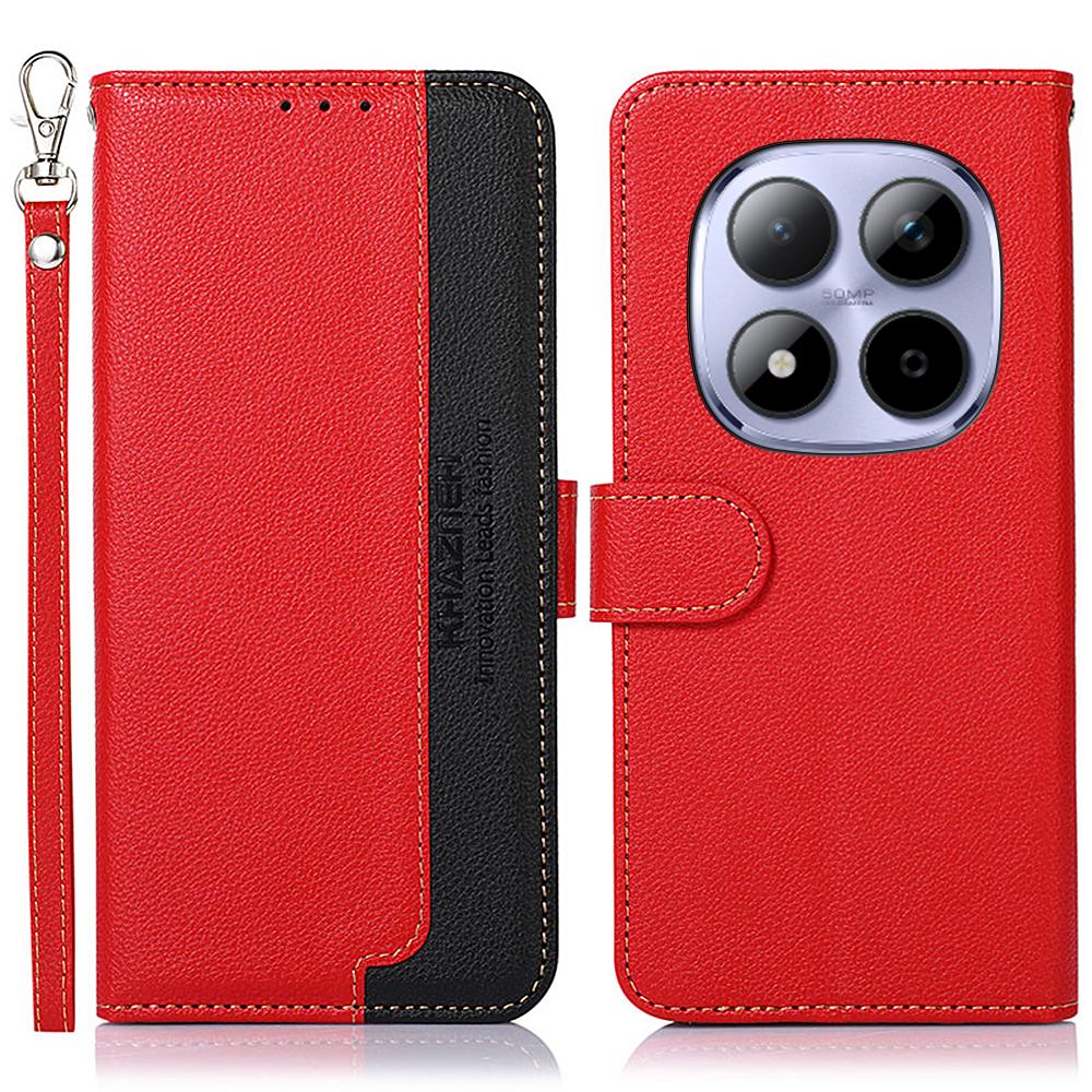 KHAZNEH For Xiaomi Poco M8 Pro 5G/Redmi Note 15 Pro+ 5G (Global) Case RFID Blocking Wallet Litchi Texture PU Leather Phone Cover with Strap