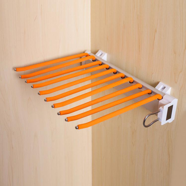 Side-Mounted Pull-Out Telescopic Trouser Rack with 10 Rods for Walk-In Closets
