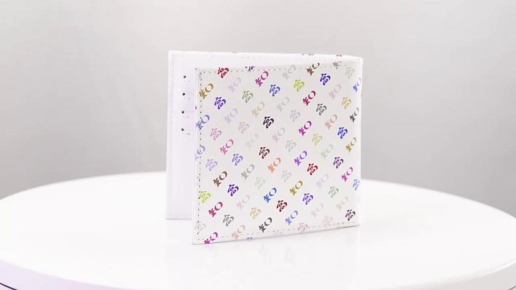 Kochi Bifold Wallet, dünn, kompakt, Weiß x Bunt [Marke Kochi] (Rindsleder, Typ)