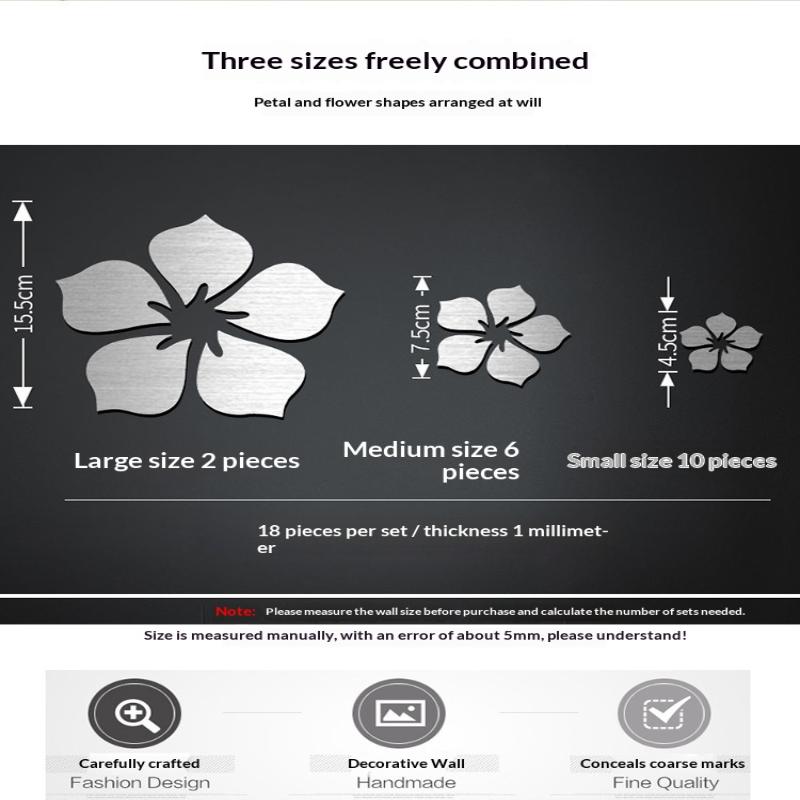 3D Blumen Acryl Spiegel Wandaufkleber 18 Stück Abnehmbare Spurlos Aufkleber für Schlafzimmer TV Sofa Hintergrund Wanddekoration