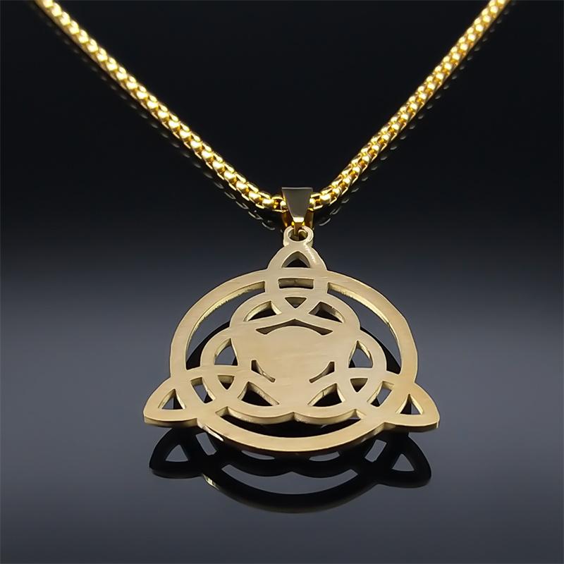 Triquetra Knot Amulet Necklaces for Women Men Silver Color Stainless Steel Religious Irish Circle Trinity Necklace Jewelry N8057