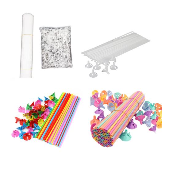 Yousheng 100 Pcs Balloon Sticks Plastic Balloon Sticks Holders with Cups for Anniversary Birthday Christmas Graduation Baby Shower Wedding Decoration