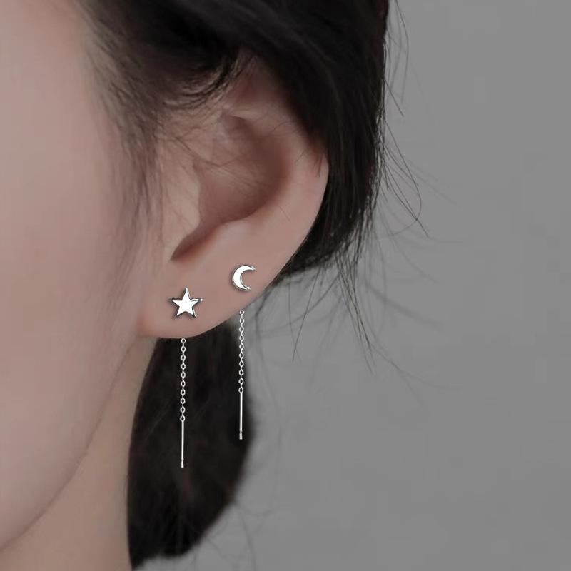 925 Silver Earrings: Clay Ball with Diamonds and Zircon Stars - Hypoallergenic, Elegant, Long Design for Women