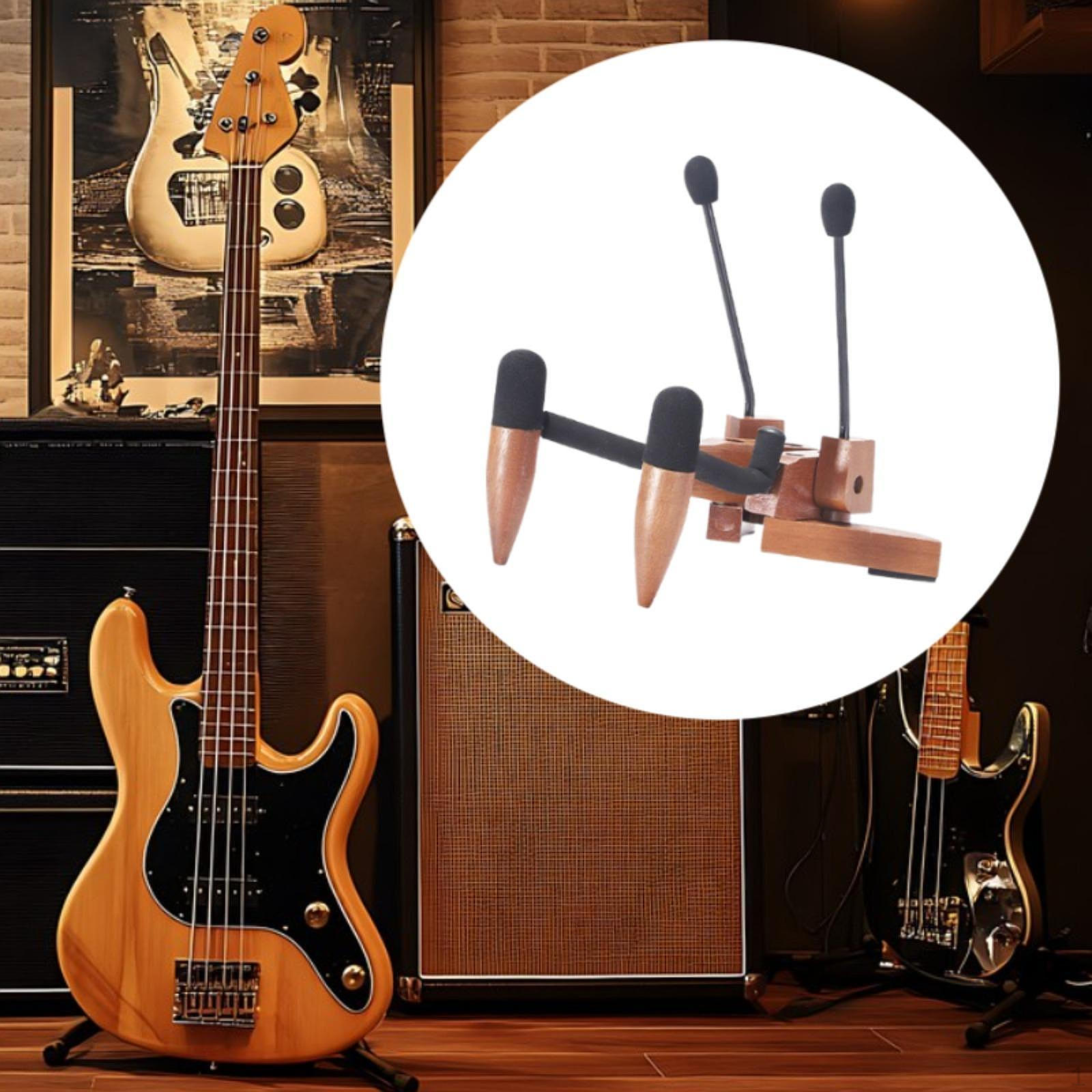 

Floor Stand for Instruments, Compact Holder Ukulele And Guitar 15x18x11.5cm темно-коричневого кольору