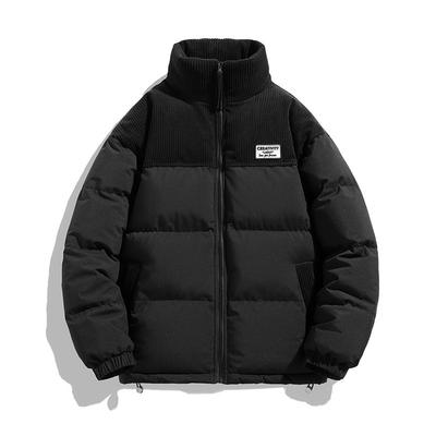 2025 Winter Stand-up Collar Loose and Versatile Windproof and Cold Color Matching Cotton-padded Clothes for Men and Women