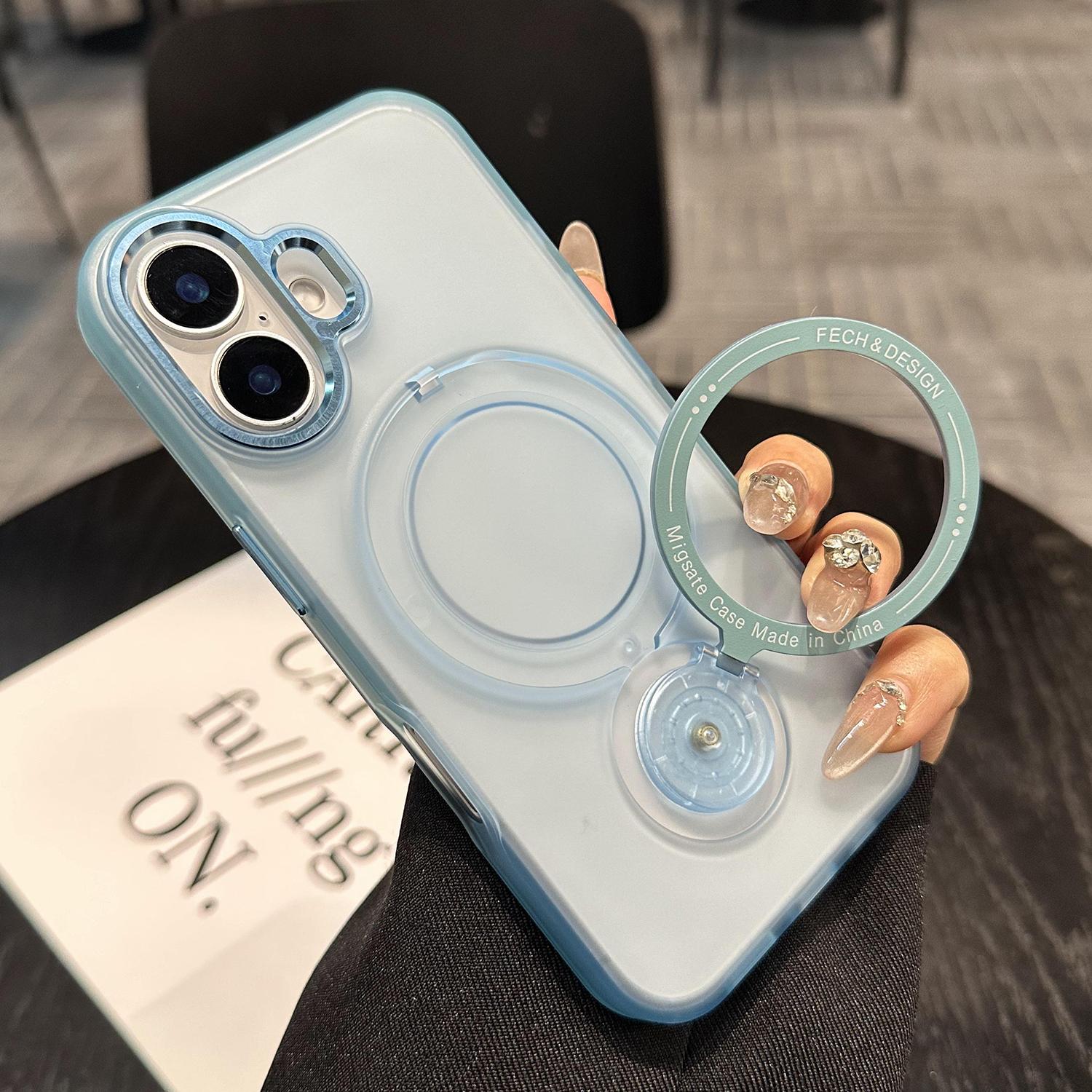 

Для iPhone 16 Magnetic Case Kickstand TPU + PC Phone Cover - Blue