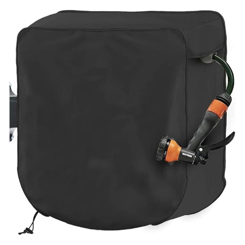 Hose Reel Cart Cover Black Waterproof Standing Water Hose Reel Protective Cover Furniture Replacement for Outdoor