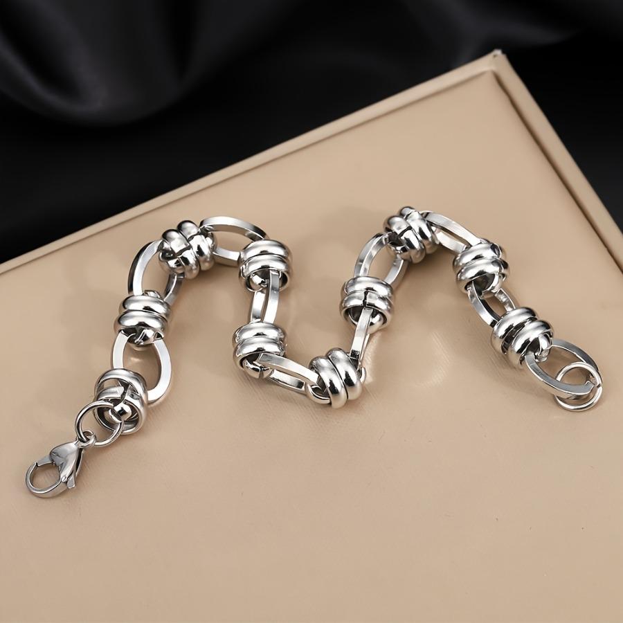 [Stainless Steel Bracelet] 304 Stainless Steel Link Bracelet - Modern Geometric Chain Unisex Jewelry - 1pc