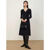 JZ Anna Coco Elegant V-Neck Puff Sleeve Wool Blend Sweater Dress