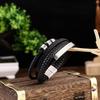 Multi-Layer Braided Leather Bracelet With Stainless Steel Magnetic Clasp Men Geometric Style Fashion Accessory