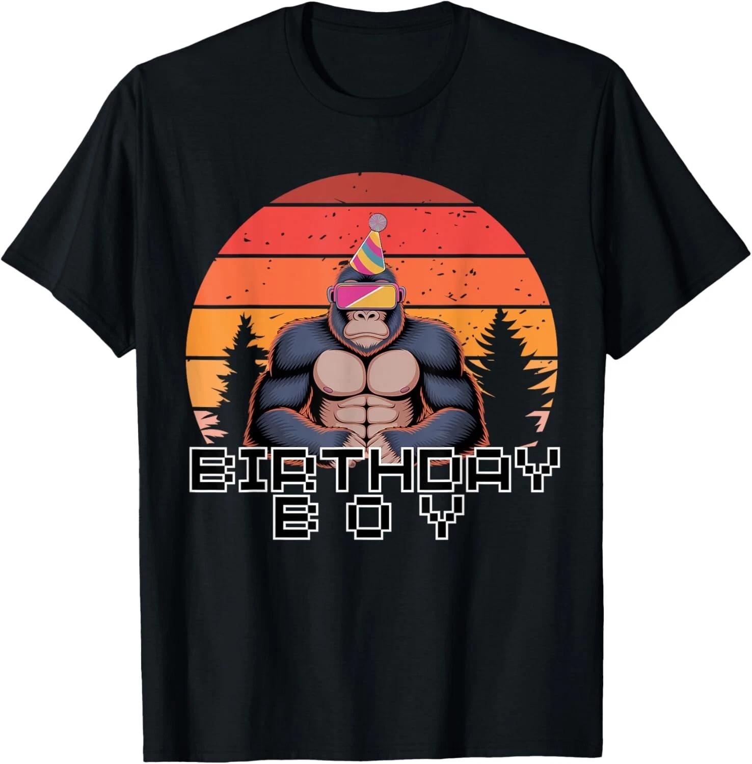 Gorilla Birthday Decorations Monkey Tag VR Gamer Funny T-Shirt T-Shirt XL