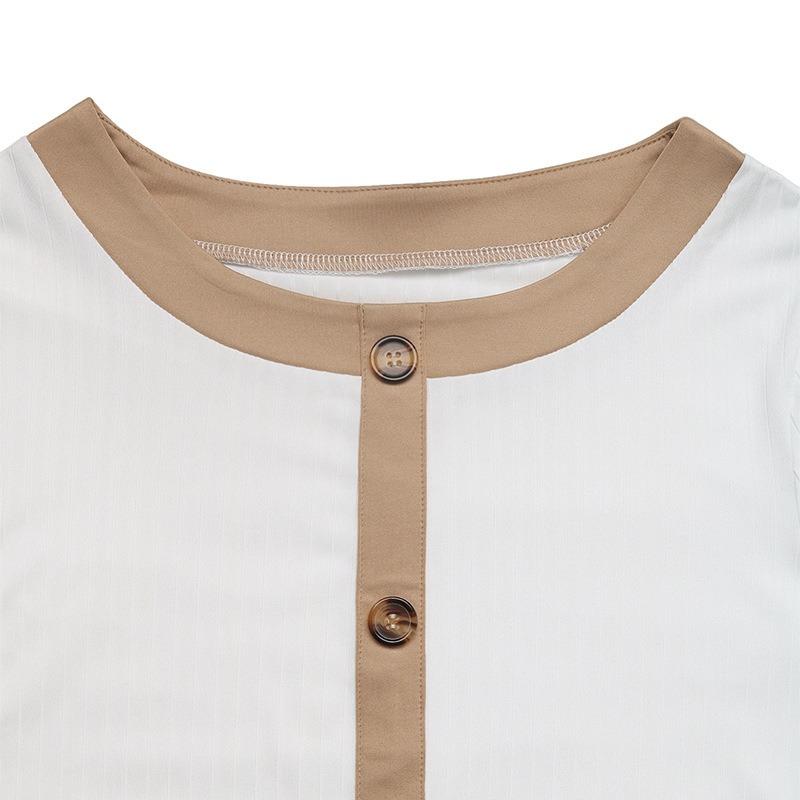YYFS Women's Fashion Casual Summer Spring Colour Block Print Short Sleeve O-Neck Blouses & Shirts