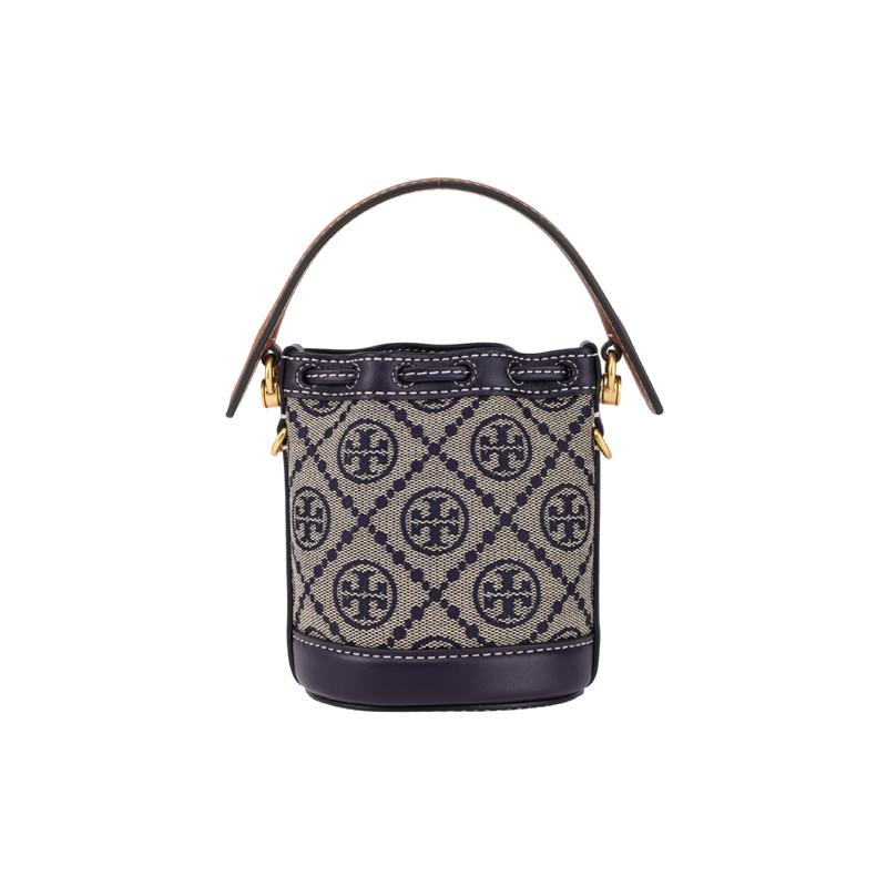 Tory Burch Tang Libaiqi T Monogramm Doppel-T-Logo Jacquard abnehmbarer Schultergurt Taschenformat mit Lederbesatz Tragetasche Tragetasche 146866-405