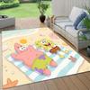 SpongeBob SquarePants2 Flannel Pattern Square Carpet,Area Rug,Carpet Rug for Living Room Bedroom Sofa Playroom Decor,Non-slip Floor Mat