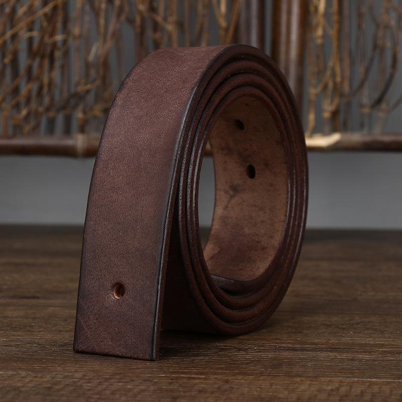 Headless Pin Buckle, No Lead Belt Strip, Belt Body Buckle-Free Retro First Layer Pure Cowhide Men'S Belt, Thickened Leather