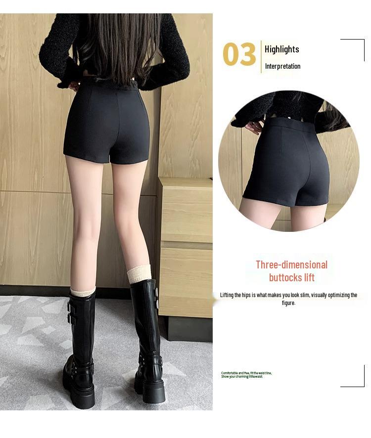 2023 Women's High-Waisted Black Suit Shorts - Sexy Wide-Leg Boot Pants for Autumn/Winter