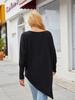 Women's Oversize Long-Sleeve Spring/Fall Asymmetrical Hem T-Shirt Fashion Printed Logn Sleeve Top