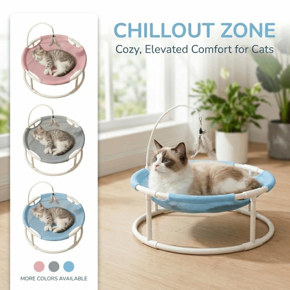 Articoli per Animali Domestici Struttura Rialzata Letto Rialzato per Gatti Amaca per Gatti in Rete Rotonda con Piuma Traspirante Letto da Campeggio per Animali Domestici Tutte le Stagioni