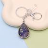 Natural Stone Crystals Teardrop Shape Photo Locket Keychain Featuring Diamonds Cut Designs for Sentimental Gifts