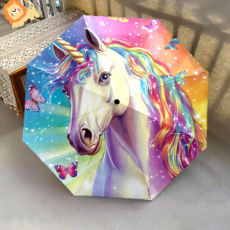 Colorful Animals Pattern, Automatic Folding Umbrella, Portable and Foldable Design, 8 Ribs, a Christmas or Birthday Gift.