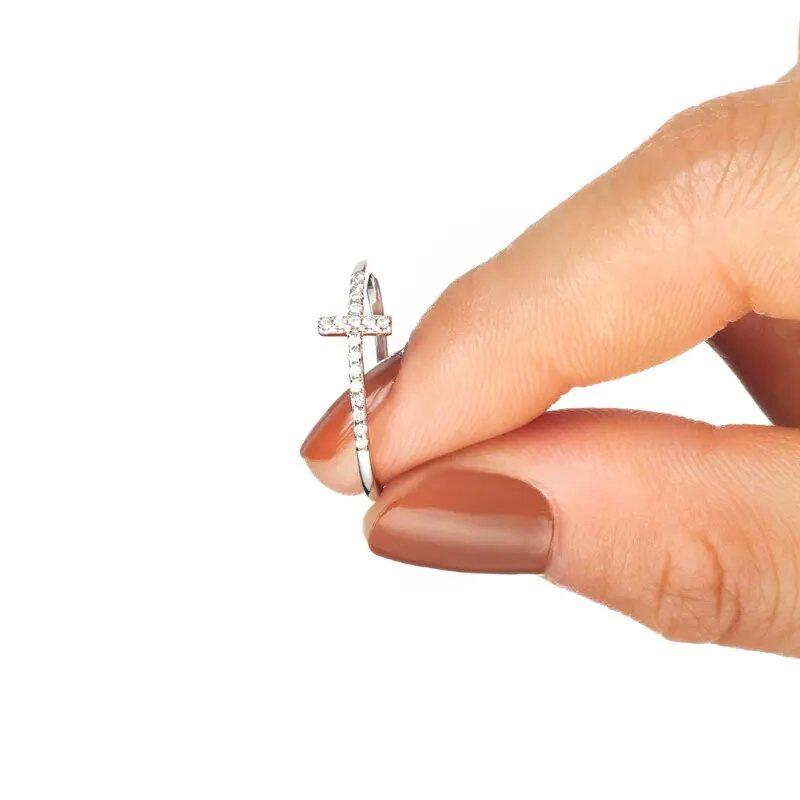 Stilvoller Retro Kreuzring, Punk Frigid Ring, Einreihiger dünner Ring Zeigefingerring