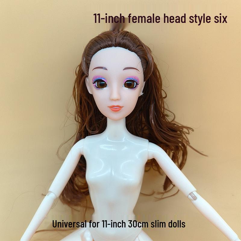 30cm 11-inch BJD Doll with Blinking Real Eyes, Changeable Clothes, DIY Options, and Bonus Head