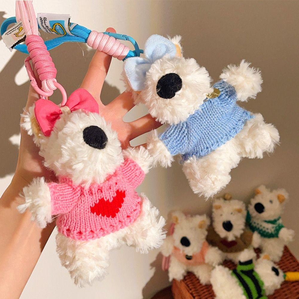 Stuffed Plush Puppy Doll Keychain Anti-lost Plush Dog Hanging Pendant  Bag Pendant