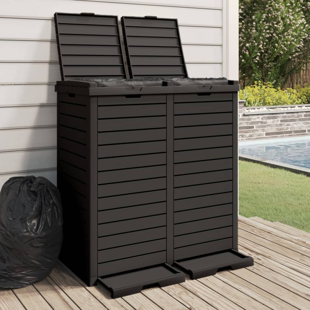Outdoor Trash Bin Black 78 X 41 X 86 Cm Polypropylene