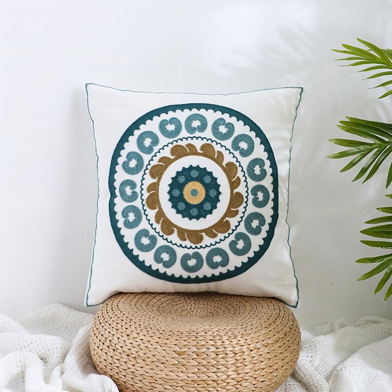 Ins Floral Embroidery Pillow Case Living Room Sofa Decoration Flower Bedroom Bedside Pillow