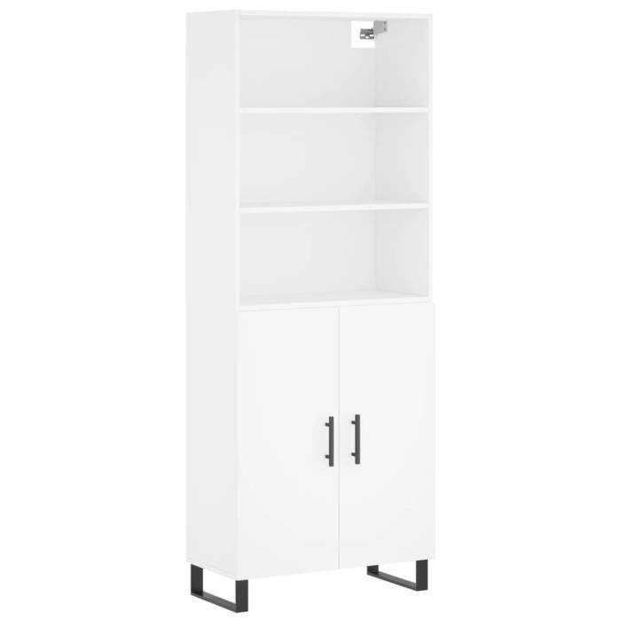 VidaXL Buffet haut Blanc 69,5x34x180 cm Bois d'ingénierie 3189277