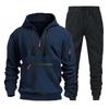 Mens Hooded Zipper Sportswear Set With Multiple Pockets Casual Tracksuit Running Gym