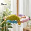 Bird Cage Entertainment Spinning Perch Toy, Rotating Parrot Wooden with Colorful Birdcage Accessories for Small Parrots Rope, Accessory Conures