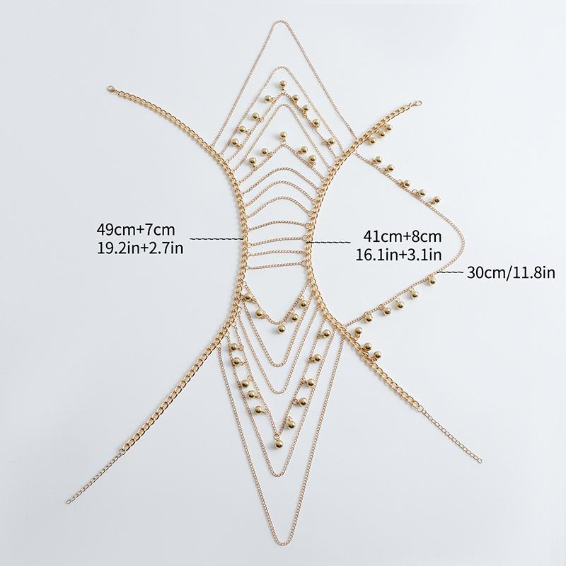 Fashionable Multi-Layer Tassel Metal Ball Shoulder Chain Body Chain Personalized Spicy Girl Chest Chain Accessories