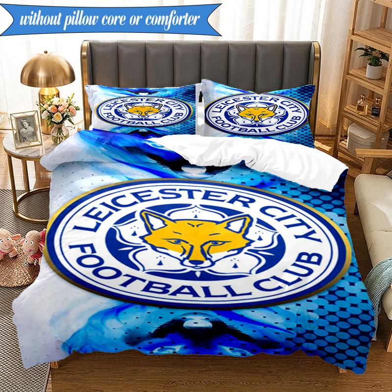 3PCS City Football Club Printed Soft Bedding Set,Including 1pc Duvet Cover And 2pcs Pillowcases Perfect for Bedroom, Dormitory, Fan Gift