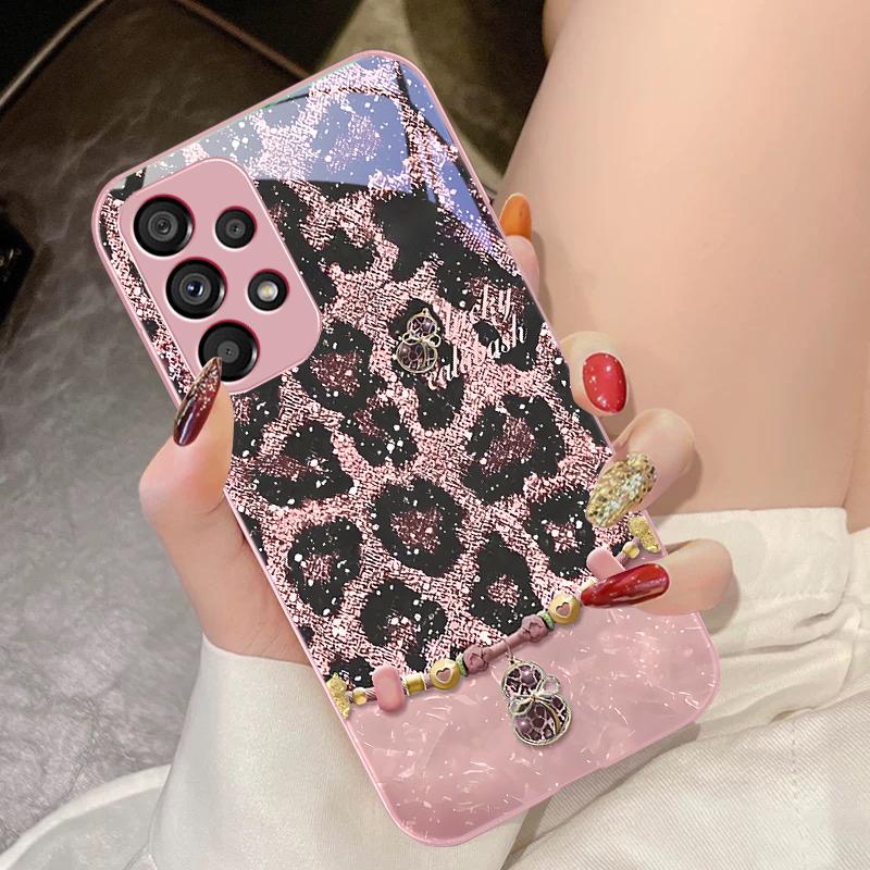 Leopard Patterned Gourd For Samsung Galaxy S10 4G S20 11E 30 S21 22 S24 Fe Pro S23 S25 Ultra 5G S9 Tempered Glass Phone Case
