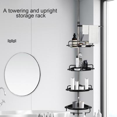 Corner Shower Caddy Anti-Rust Coating Simple Installation Four-Tier Height Adjustable Shower Caddy Storage Rack
