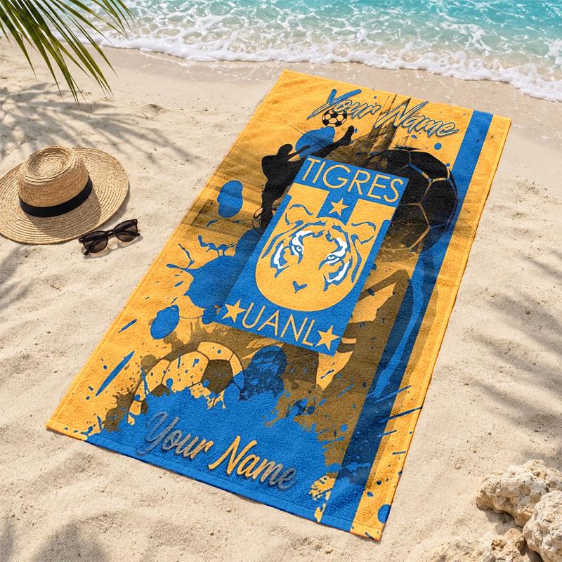 Club Tigres UANL Custom Name Beach Towels Also Serve As Bath Towels Summer Essential a Musthave for the Outdoors the Beach and the Pool